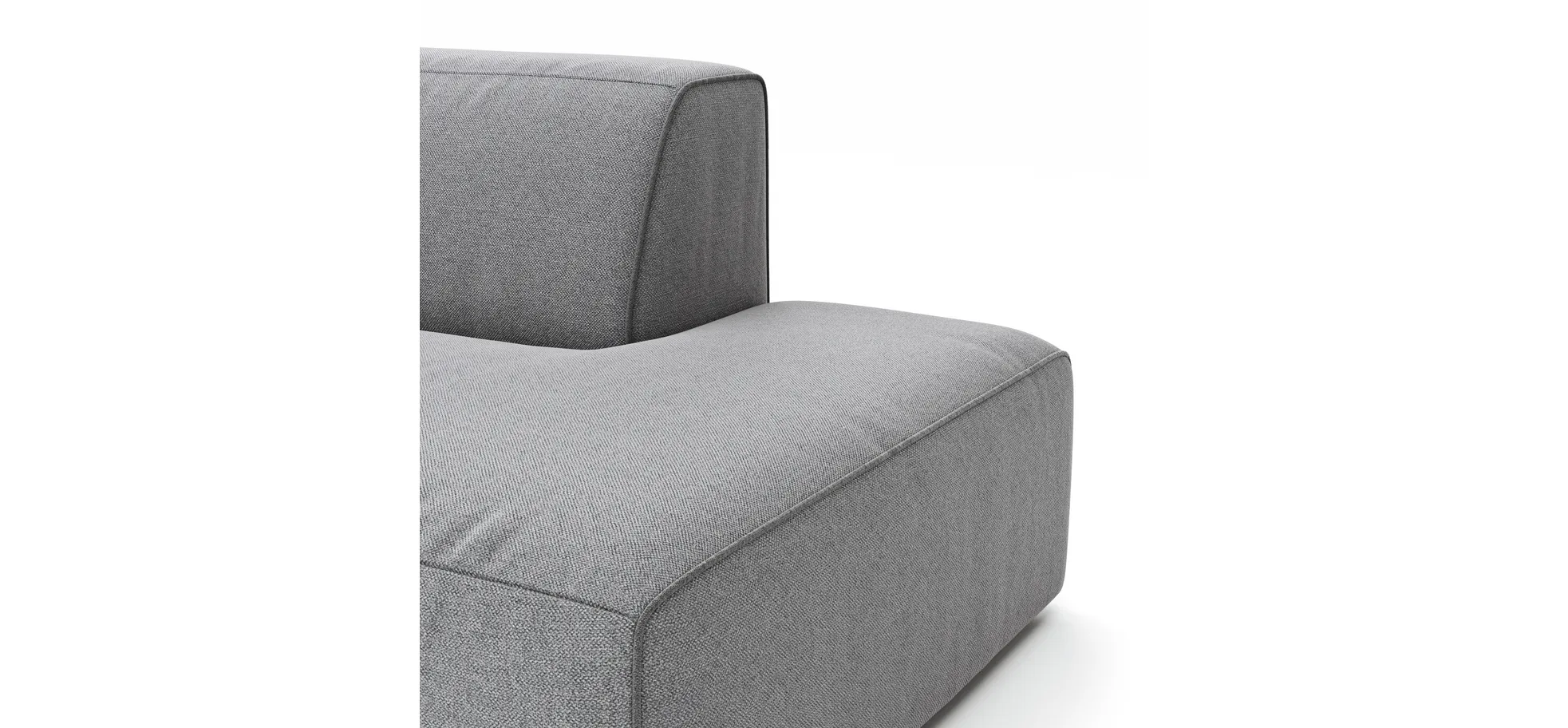 Ecksofa Elementos - Ecke links mit 1-Sitzer und Abschlusselement, Stoff, Grau