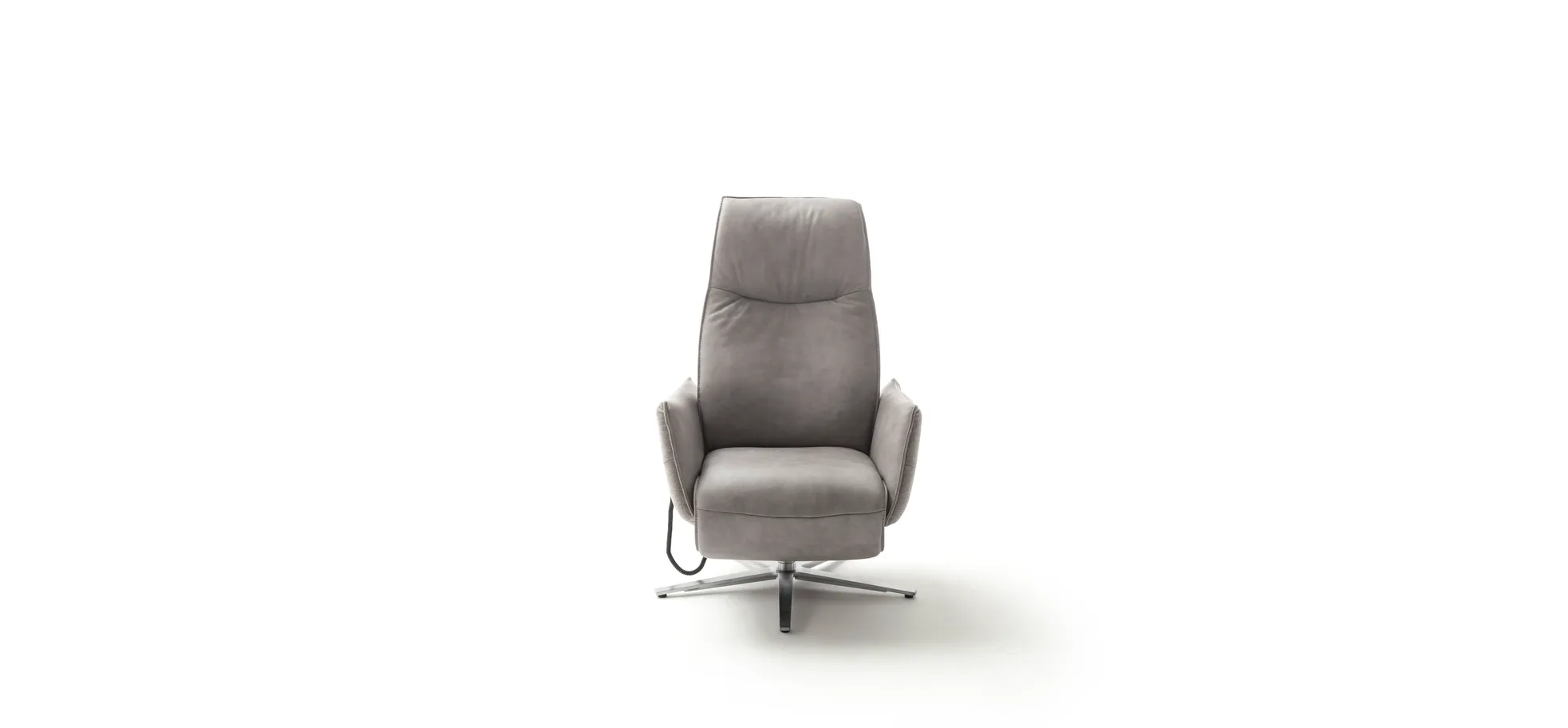 Relaxsessel Marsala - inklusive motorischer Verstellung, Leder, Grau, Stoff, Grau