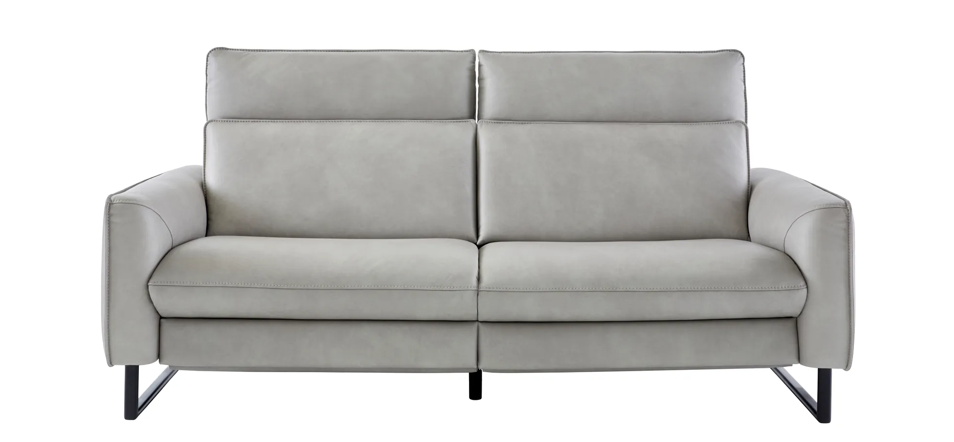 Sofa Avela - 3-Sitzer inkl. Relaxfunktion und Kopfteil verstellbar motorisch, Leder, Steingrau 3028387