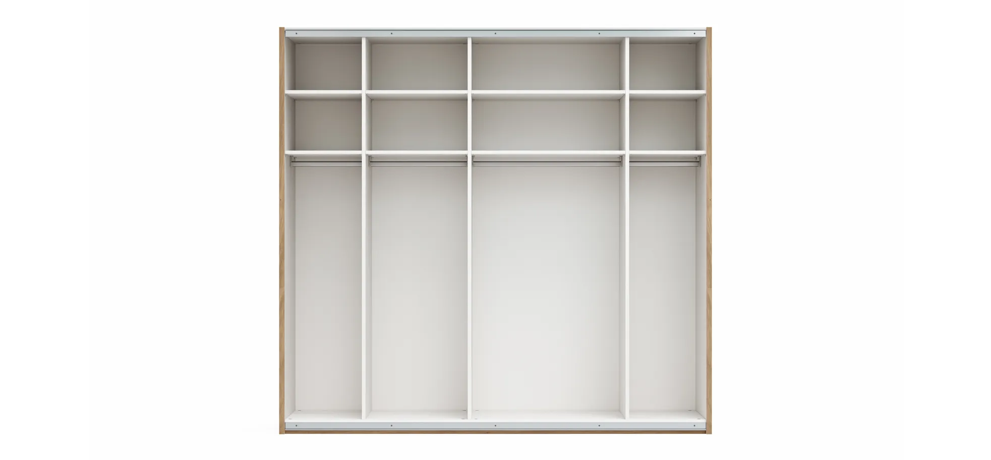 Schwebetürenschrank Viana - B ca. 241 cm, Lack, Weiß, Riffholz, Balkeneiche