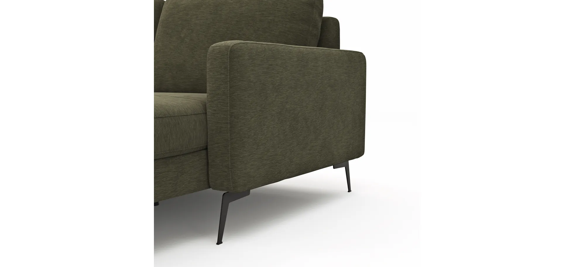 Wohnlandschaft Enna - Ecke links, 2,5-Sitzer, Longchair rechts, Stoff,  Olive