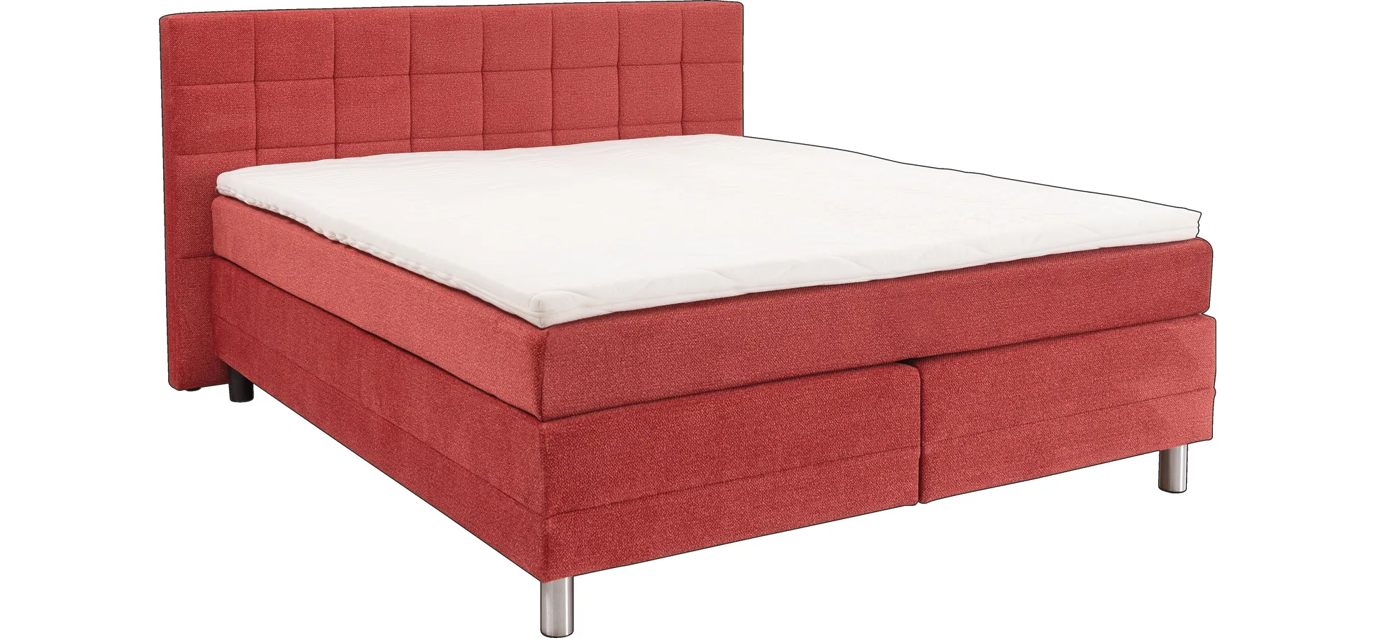 Boxspringbett - Liegefläche ca. 180x200 cm, Stoff, Rot