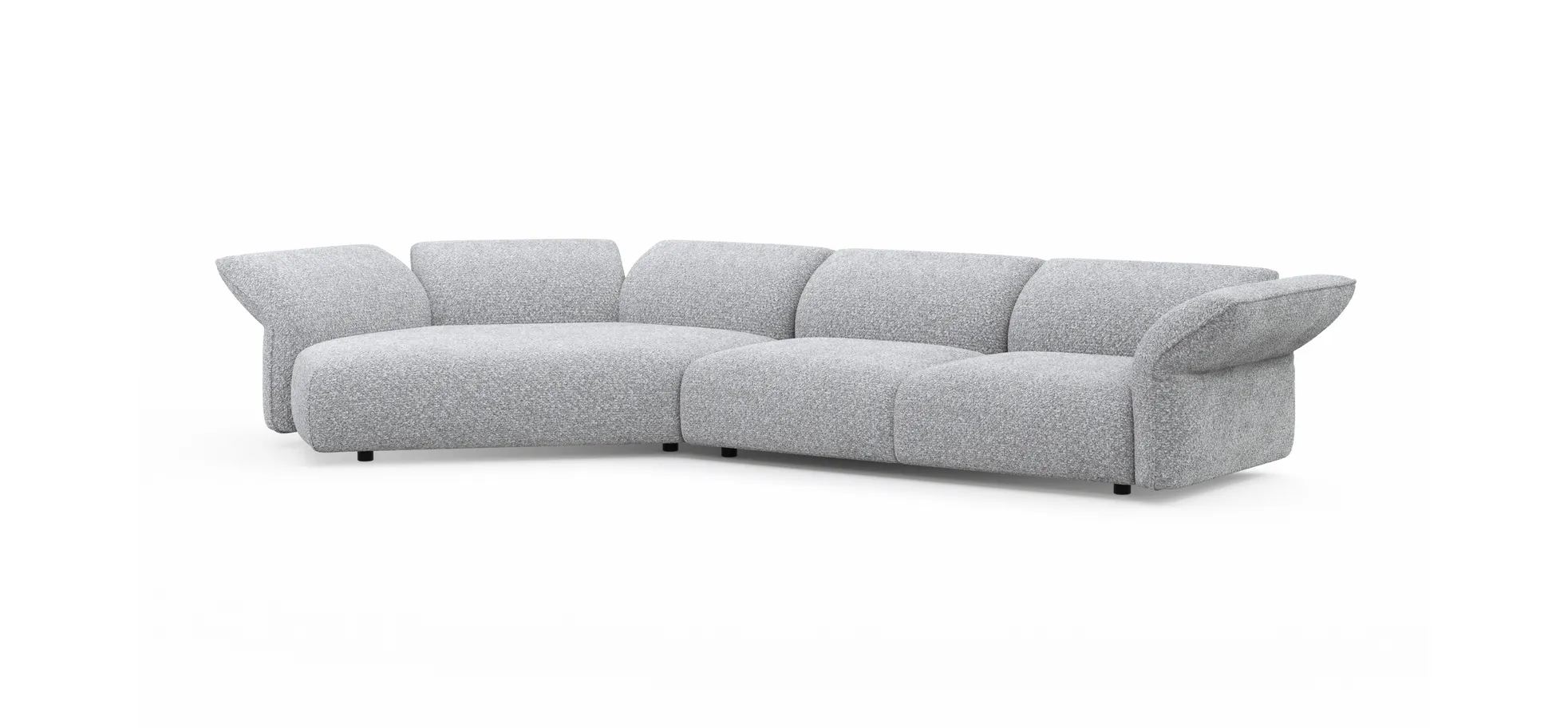Trapezsofa Motone - Ecke links mit 2-Sitzer, Stoff, Hellgrau