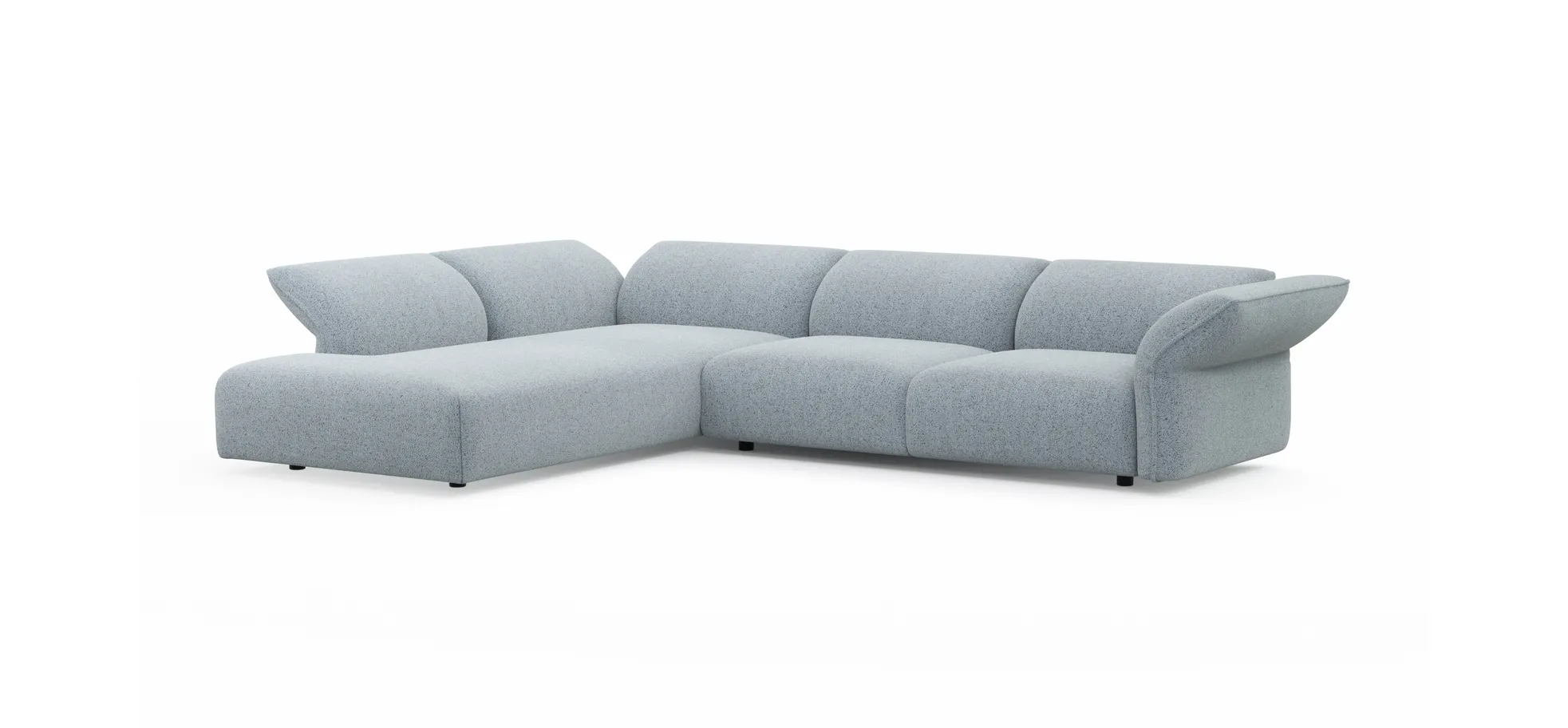 Ecksofa Motone - Ecke links mit 2,5-Sitzer, Stoff, Hellblau