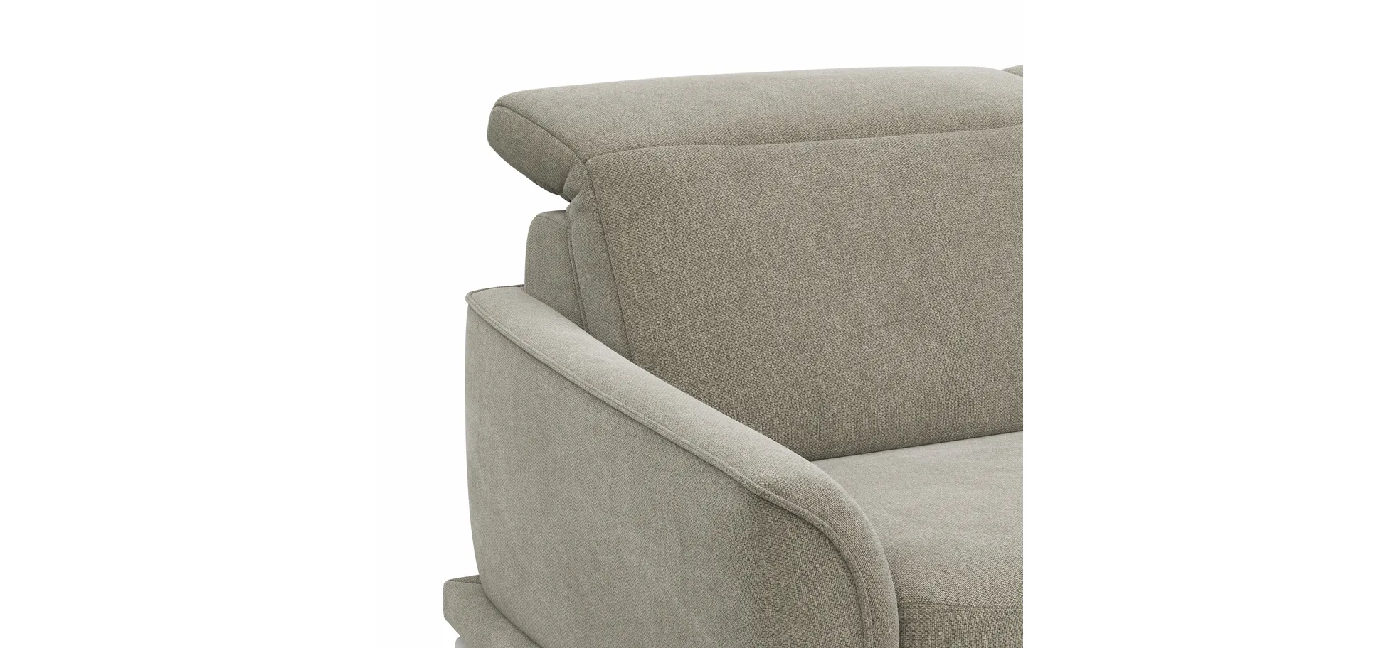 Ecksofa Amadena - 2-Sitzer mit Longchair rechts inkl. Relaxfunktion motorisch, Stoff, Limone