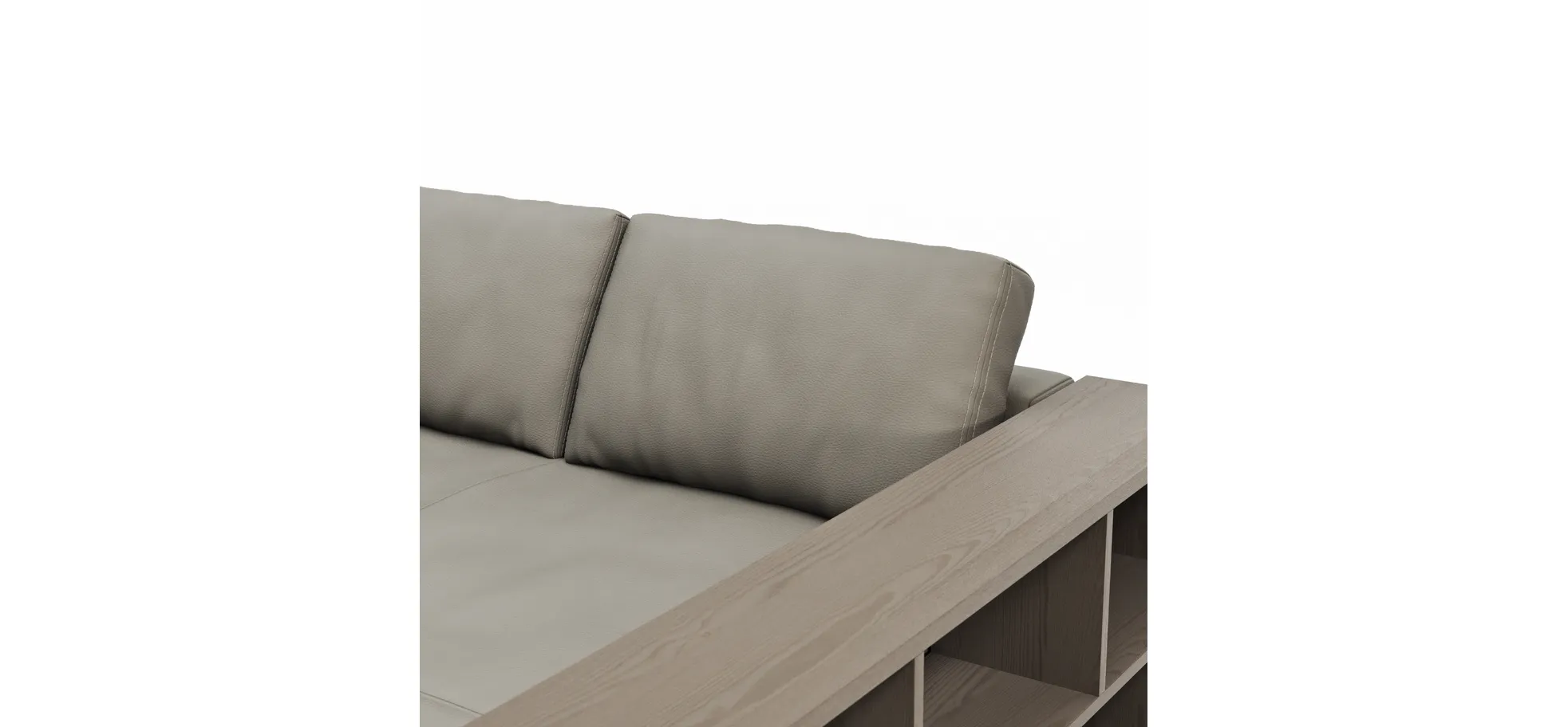 Ecksofa Aprino 1 - 2,5-Sitzer mit Longchair rechts, Leder, Grau