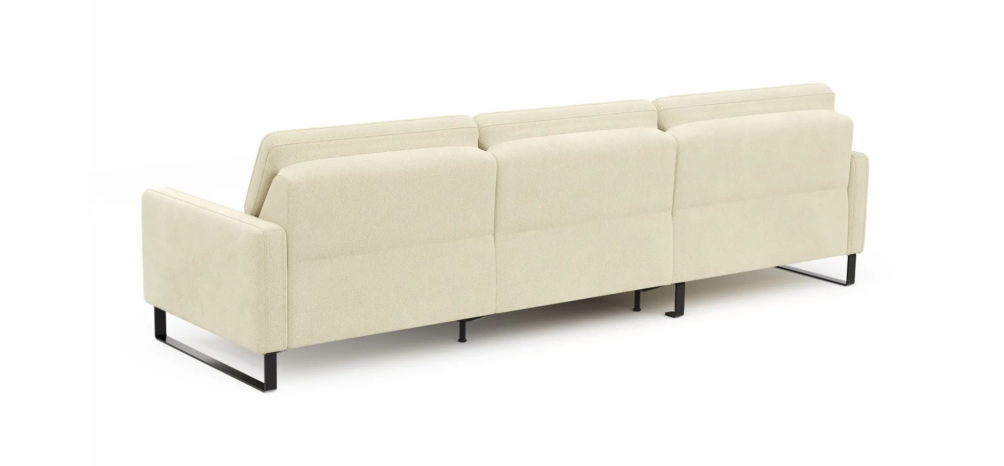 Ecksofa Valera - Longchair mit 3-Sitzer rechts inkl. Rückenlehne verstellbar und Relaxfunktion motorisch, Stoff, Natur