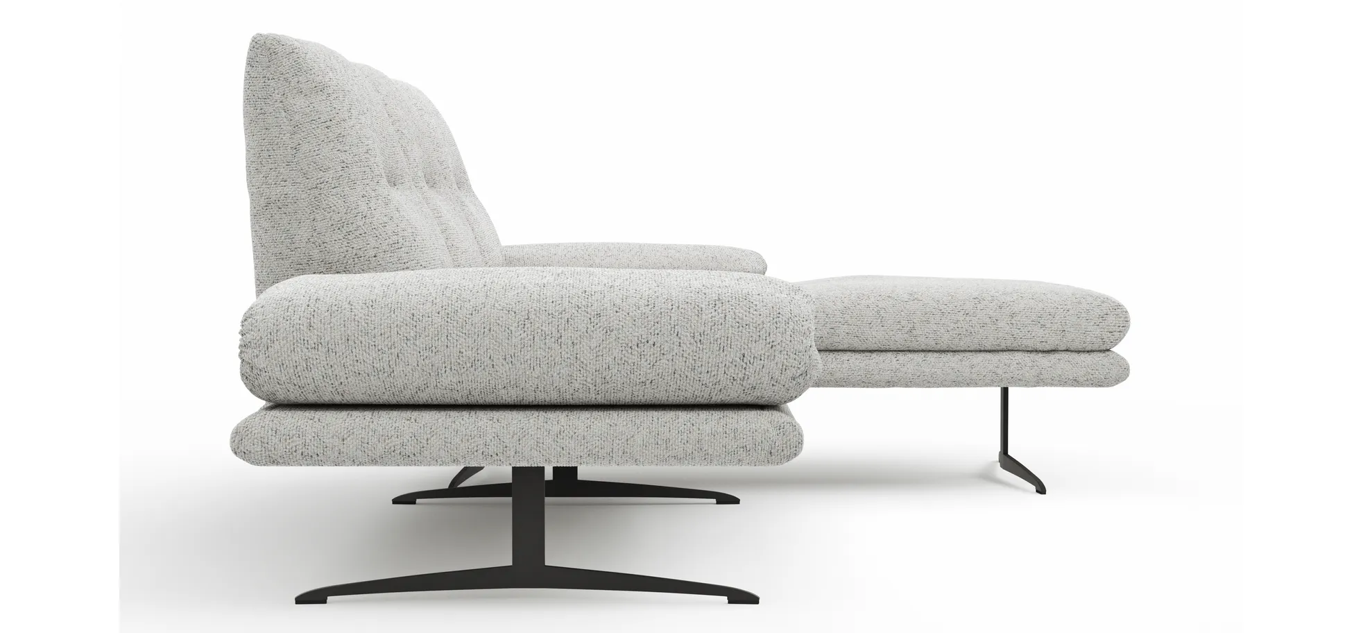 Ecksofa Lucero 2.0 - 2-Sitzer mit Longchair rechts inkl. Rückenlehne verstellbar, Stoff, Offwhite