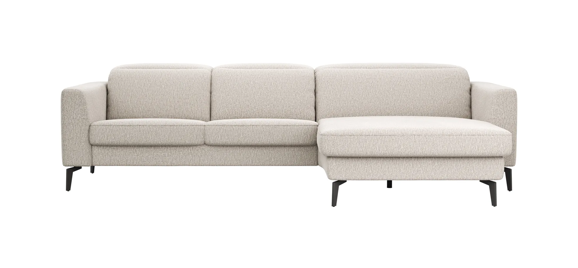 Ecksofa Rafaela 2.0 - 2,5-Sitzer mit Longchair rechts inkl. Kopfteilverstellung, Stoff, Champagner 3028270