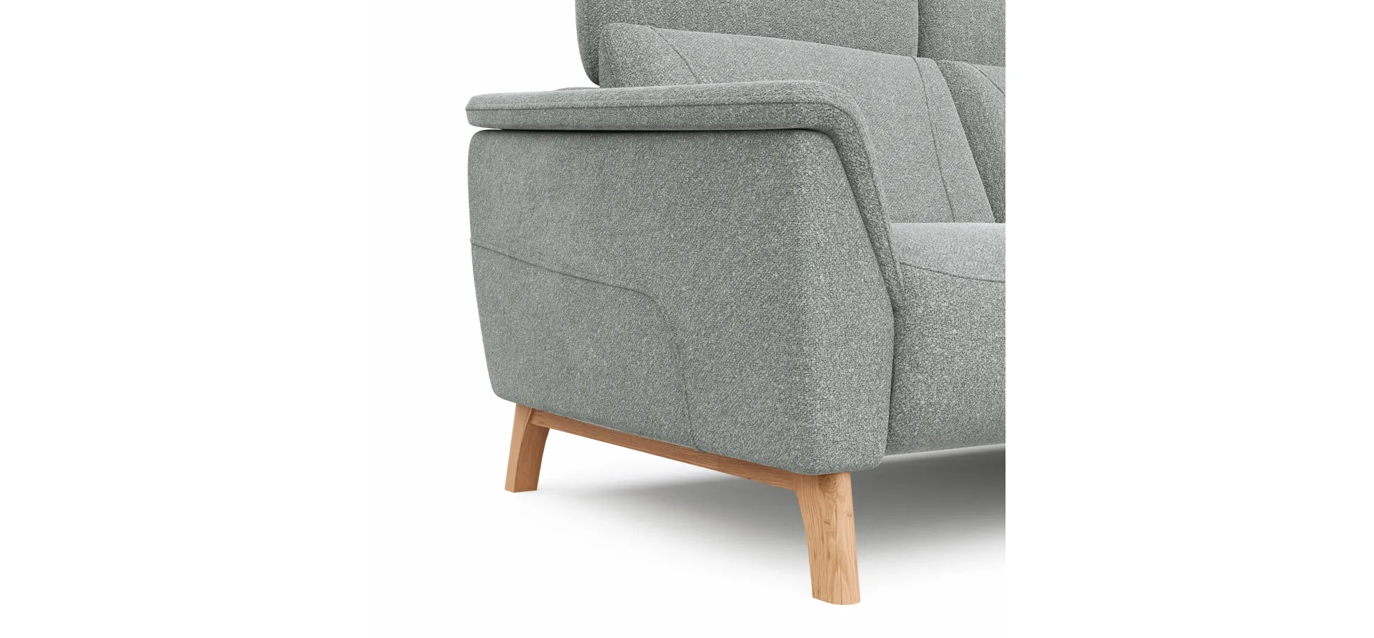 Sofa Nevin - 2,5-Sitzer inkl. Kopfpolsterverstellung, Stoff, Silbergrau