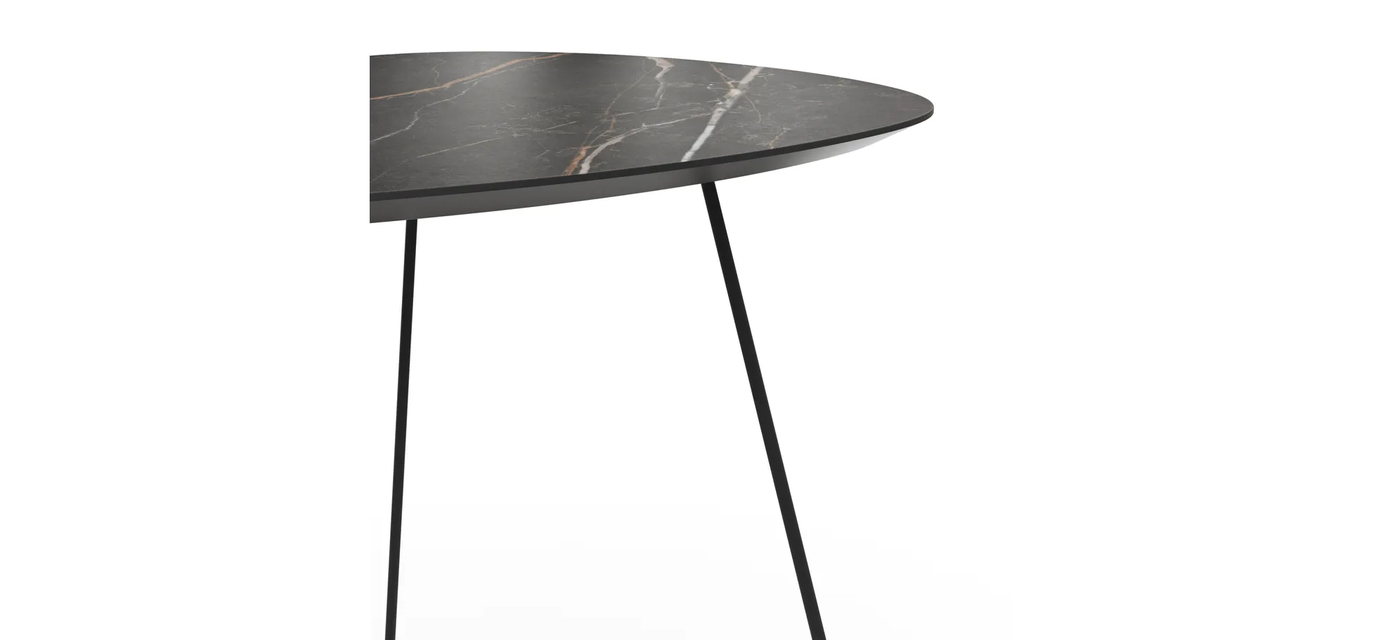 Ecktisch Fano - LBH ca. 59x50x55 cm, HPL, Schwarz Marmoriert