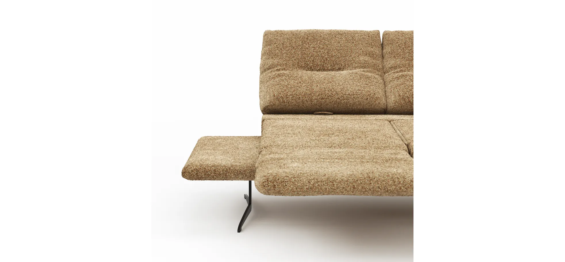 Sofa Lucero 2.0 - 2-Sitzer inkl. Drehsitz, Rollout-Armlehne und Sitztiefe verstellbar, Stoff, Cognac