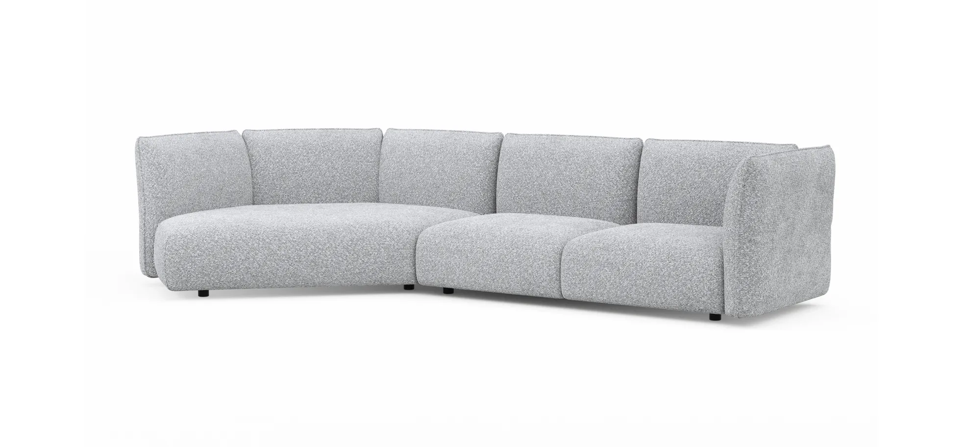 Trapezsofa Motone - Ecke links mit 2-Sitzer, Stoff, Hellgrau