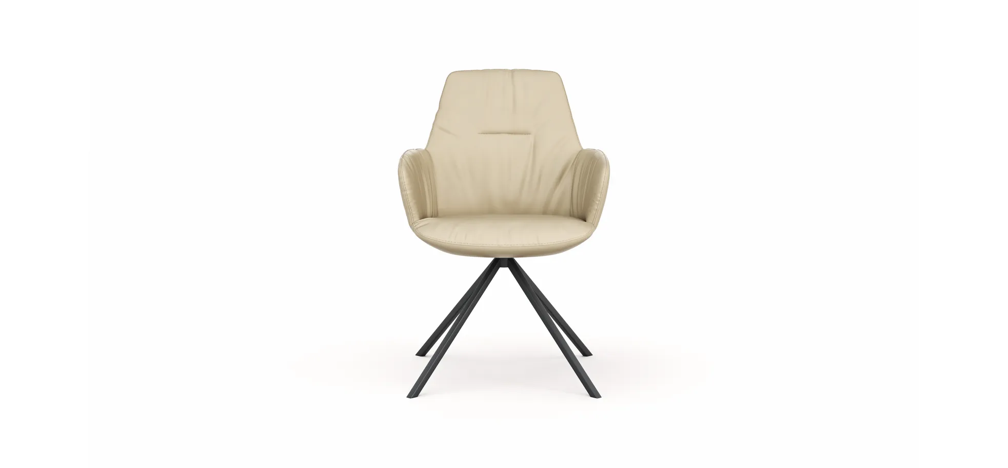 Armlehnstuhl Pegara -  Leder, Beige, Gestell Stativ