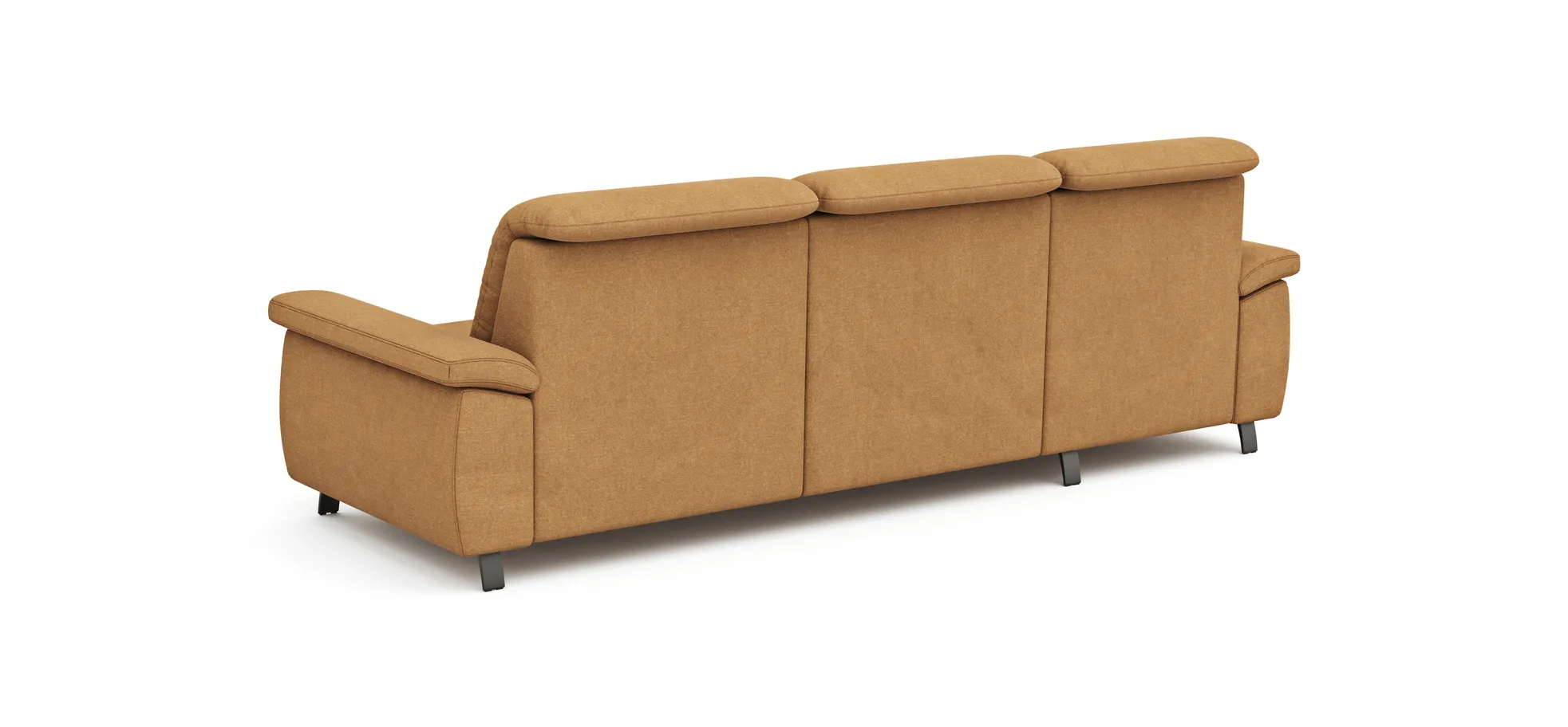 Ecksofa Cornella Classic - Longchair links mit 2-Sitzer, Stoff, Curry