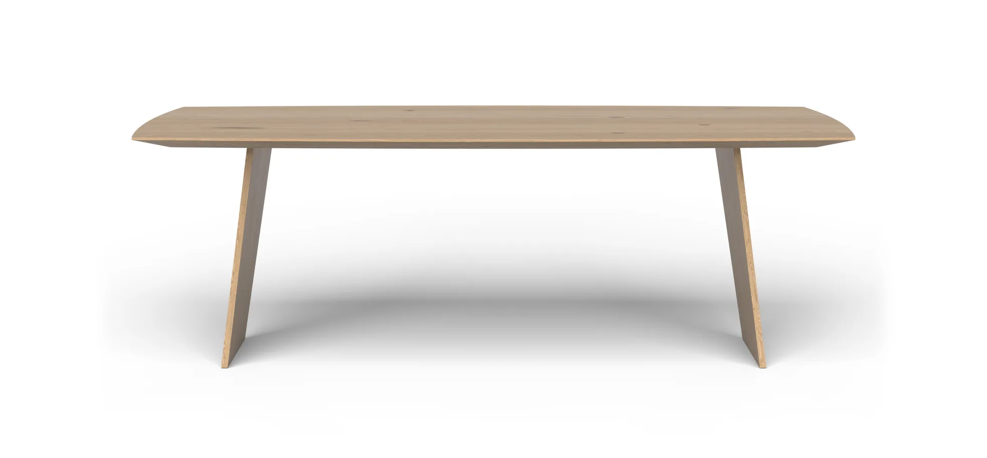 Esstisch 3100 - LB ca. 220x100 cm, Asteiche Bianco massiv, Holzwange