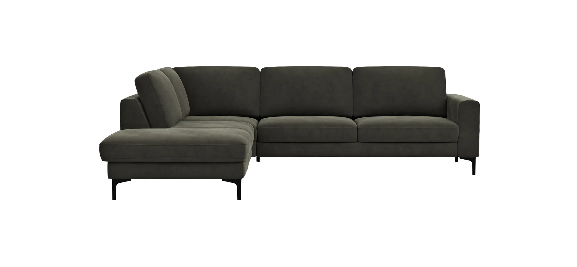 Ecksofa Oviedo - 2,5-Sitzer mit Ecke rechts, Stoff, Braungrün 102374