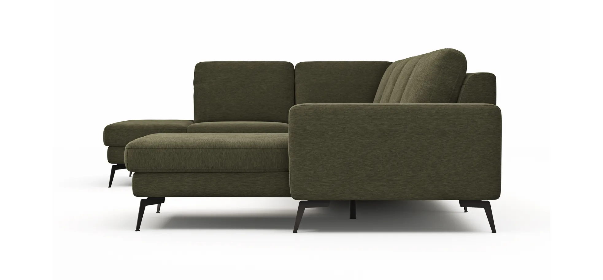 Wohnlandschaft Enna - Ecke links, 2,5-Sitzer, Longchair rechts, Stoff,  Olive