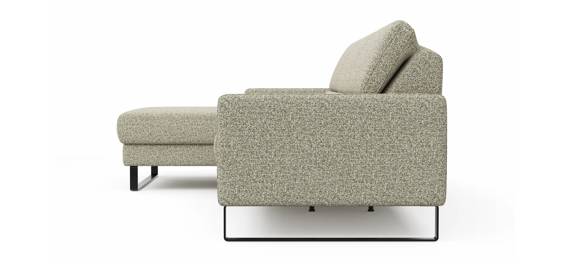 Ecksofa Valera - Longchair mit 3-Sitzer rechts inkl. Rückenlehne verstellbar, Stoff, Limone
