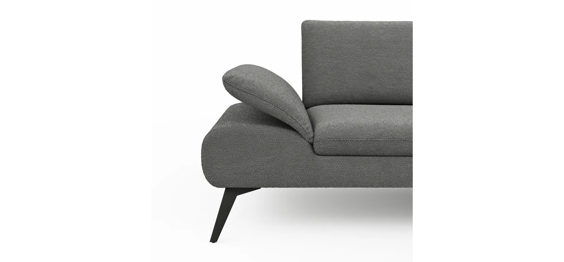 Ecksofa Collina - 2,5-Sitzer, Longchair rechts, Stoff, Dunkelgrau