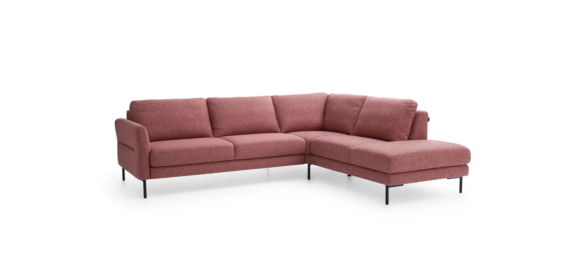 Ecksofa Enna - 3-Sitzer mit Ecke rechts, Stoff, Koralle