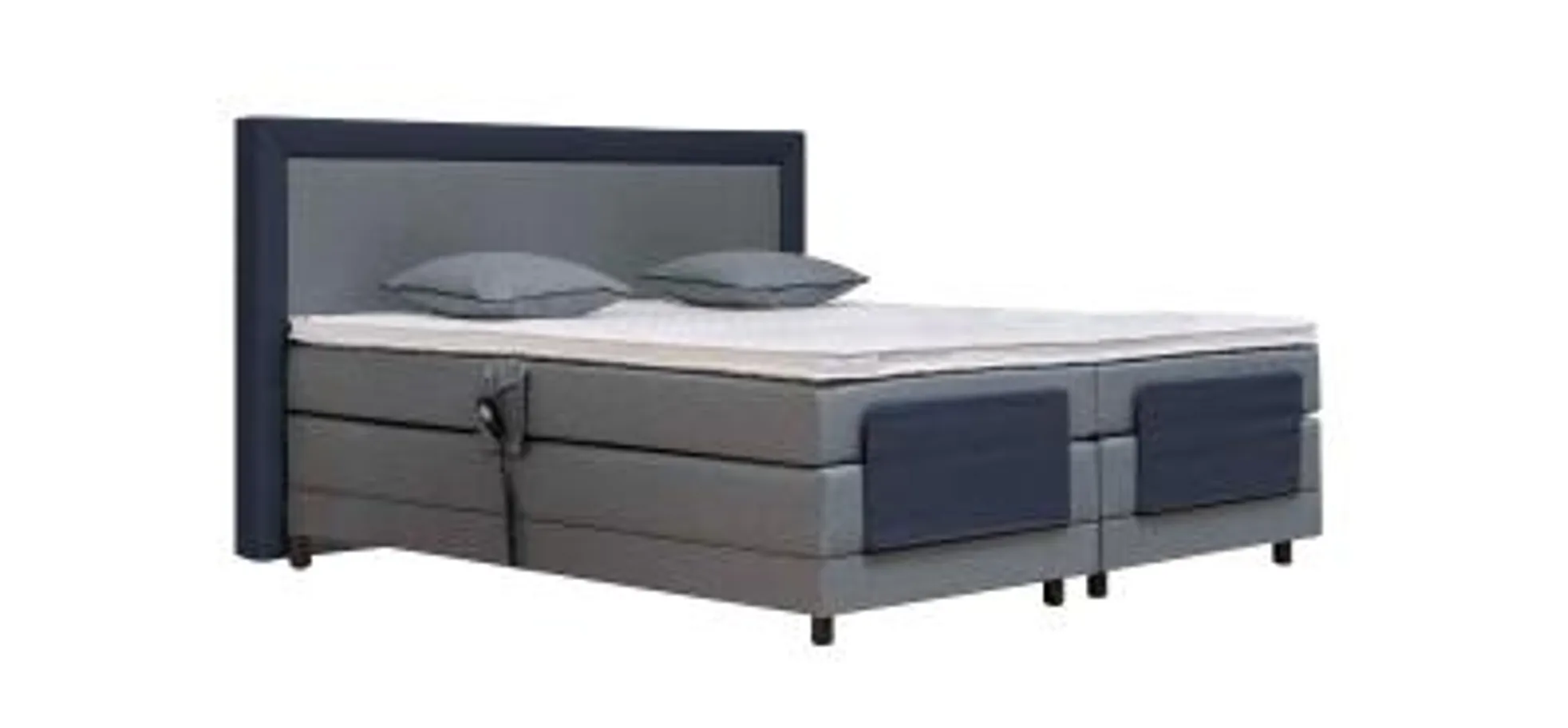 Boxspringbett Nelma - Liegefläche ca. 180x200 cm, Stoff, Blaugrau-Dunkelblau