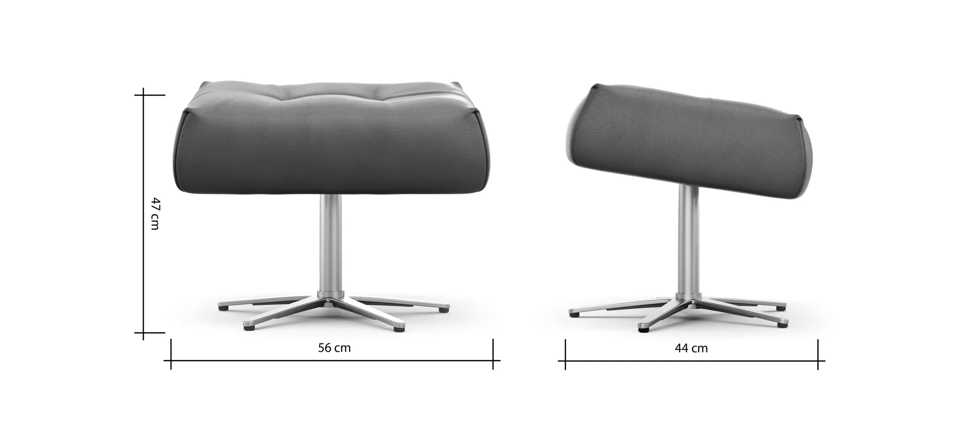 Hocker Terni - Sternfuss, Leder, Grau