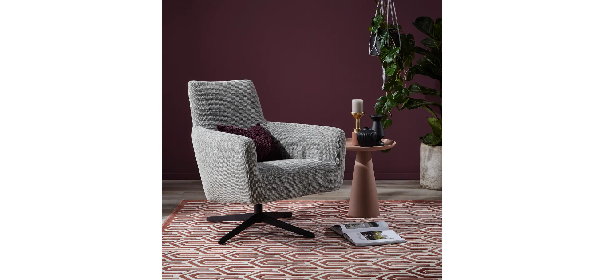 Drehsessel Matina - Größe L, Stoff, Hellgrau