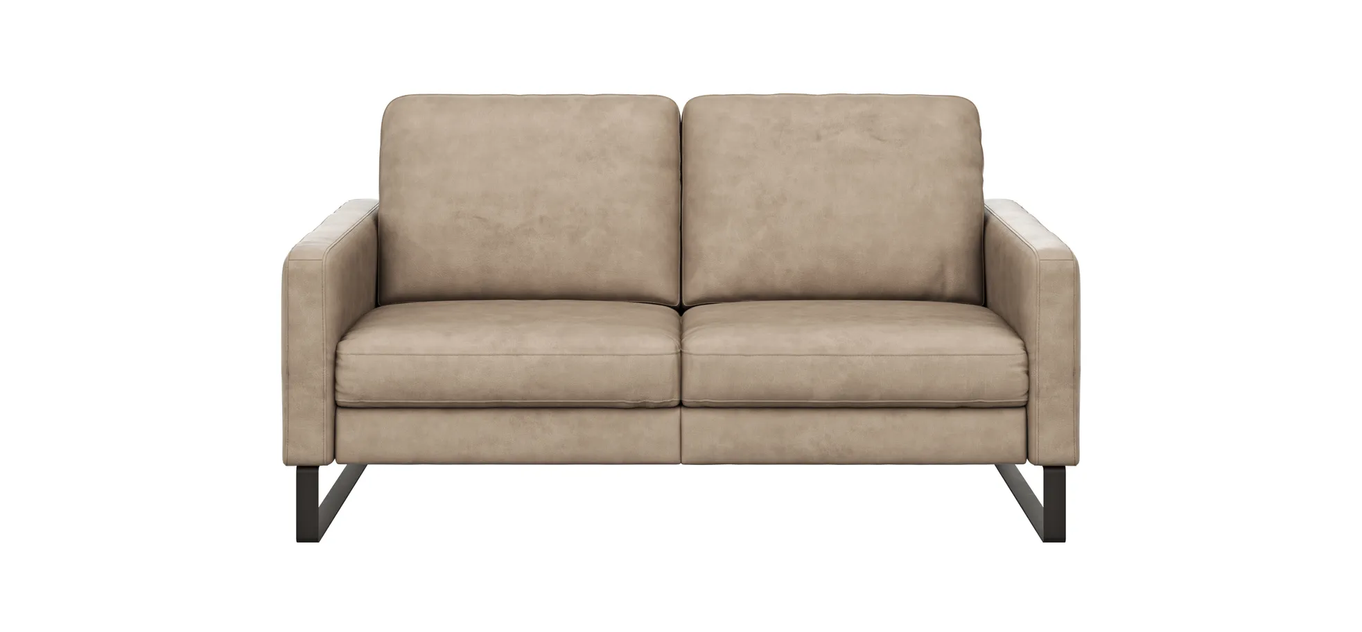 Sofa Enna - 2,5-Sitzer, Armlehne A, Leder, Taupe, Kufe, Schwarz 111504