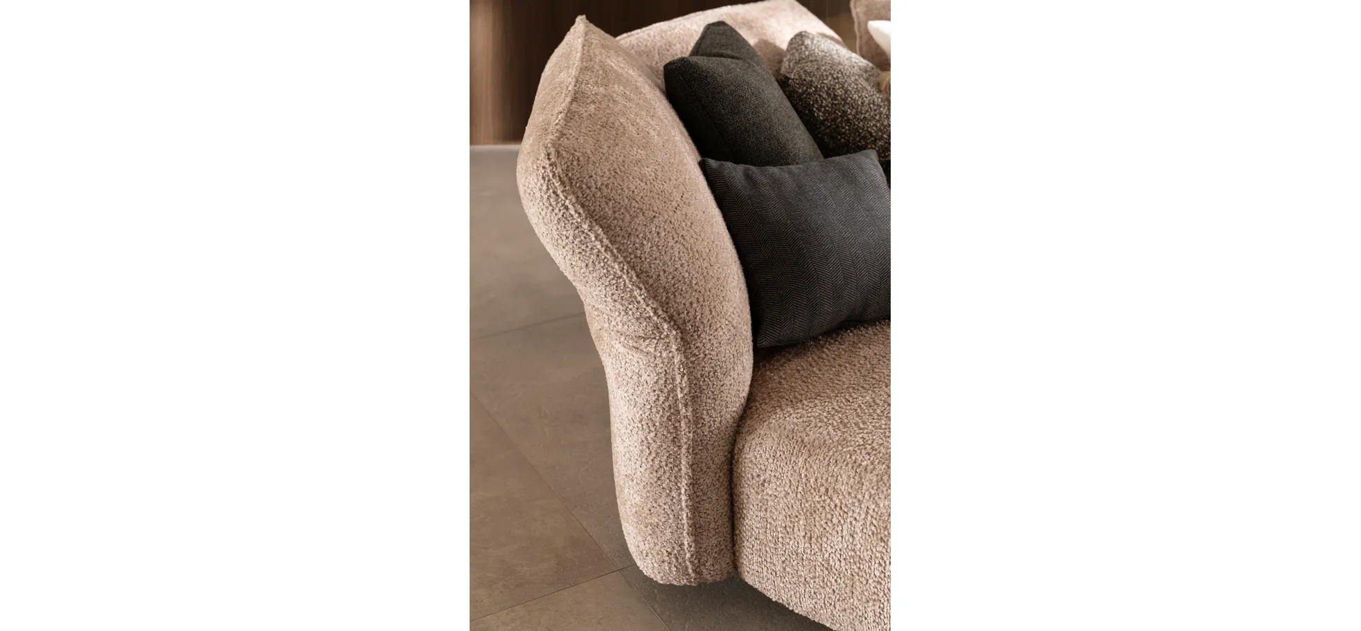 Trapezsofa Motone - Ecke links mit 2-Sitzer, Stoff, Beige