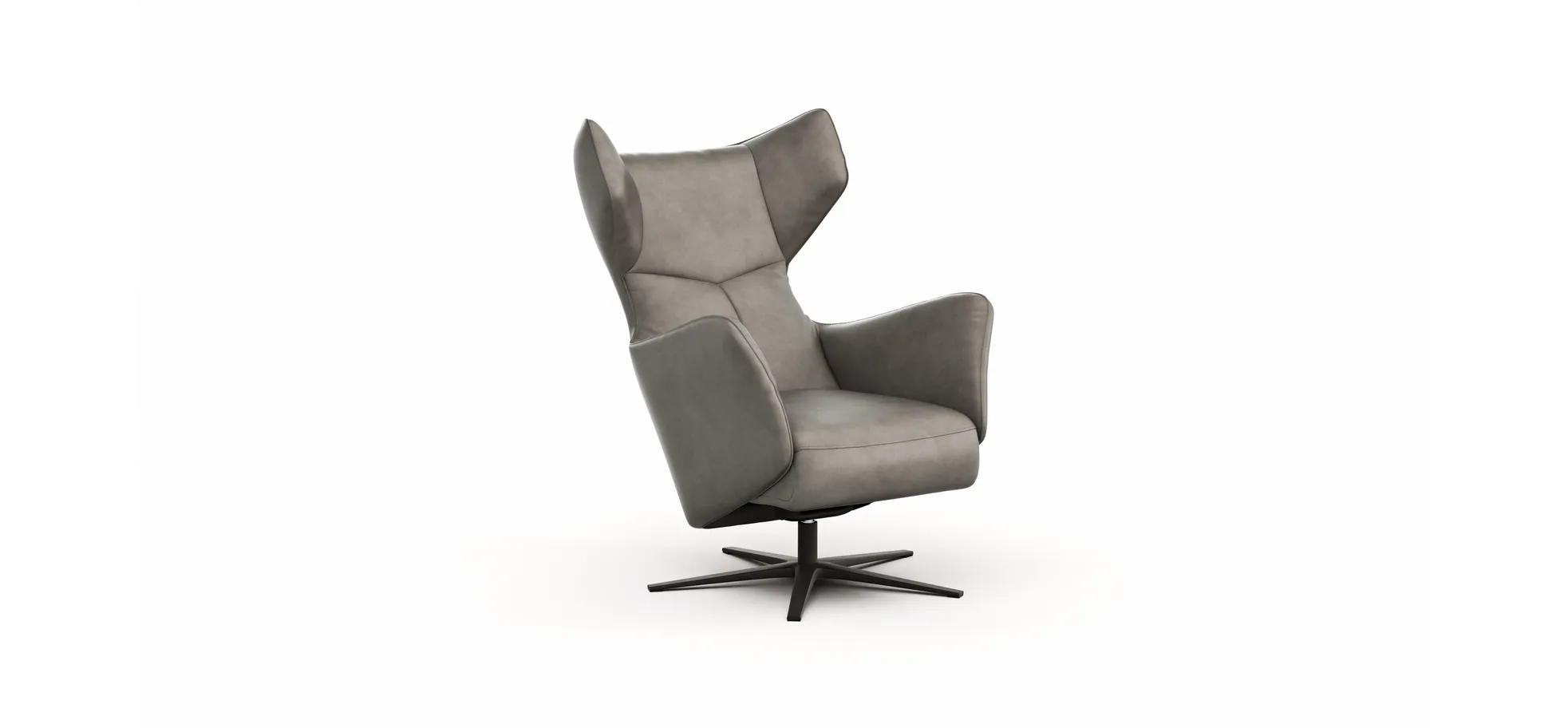 Sessel Noto Relax II - Rückenlehne verstellbar, Leder, Eisengrau