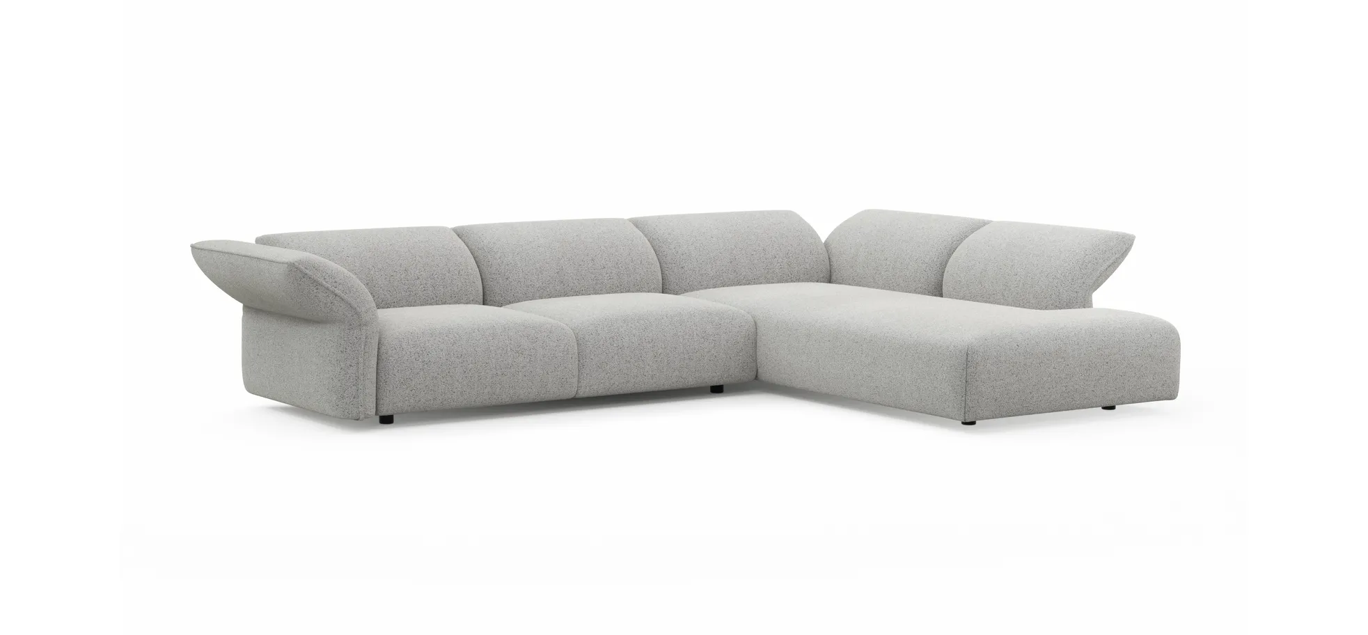 Ecksofa Motone - 2,5-Sitzer mit Ecke rechts, Stoff, Hellgrau