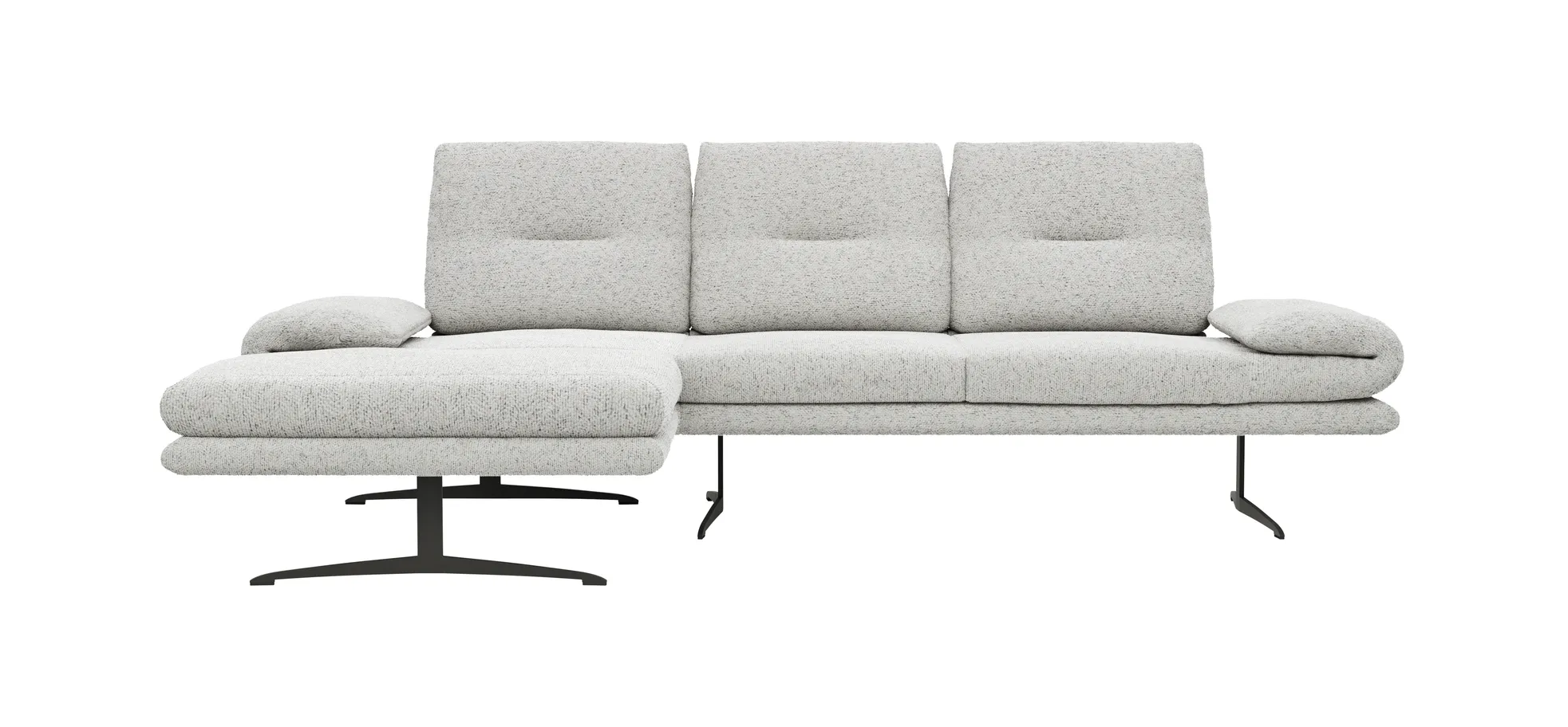 Ecksofa Lucero 2.0 - Longchair mit 2-Sitzer rechts inkl. Sitztiefenverstellung, Drehsitz und Sitztiefe verstellbar, Stoff, Offwhite 1291429862