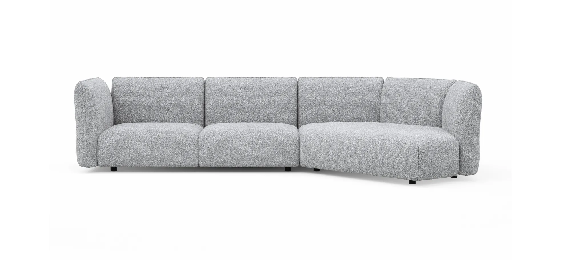 Trapezsofa Motone - 2-Sitzer mit Ecke rechts, Stoff, Hellgrau