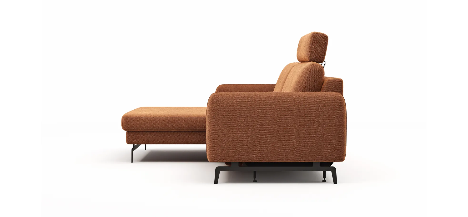 Ecksofa Enna - Longchair Links mit 1,75-Sitzer, inkl. motorischer Relaxfunktion, Stoff, Terracotta