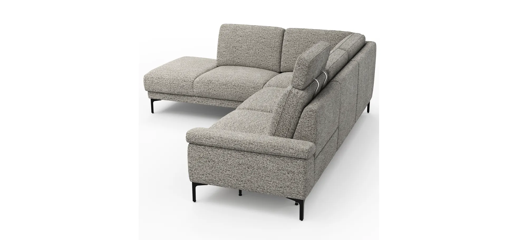 Ecksofa Matero - Ecke mit 2-Sitzer rechts inkl. Relaxfunktion motorisch und Sitzvorzug, Stoff, Graubeige