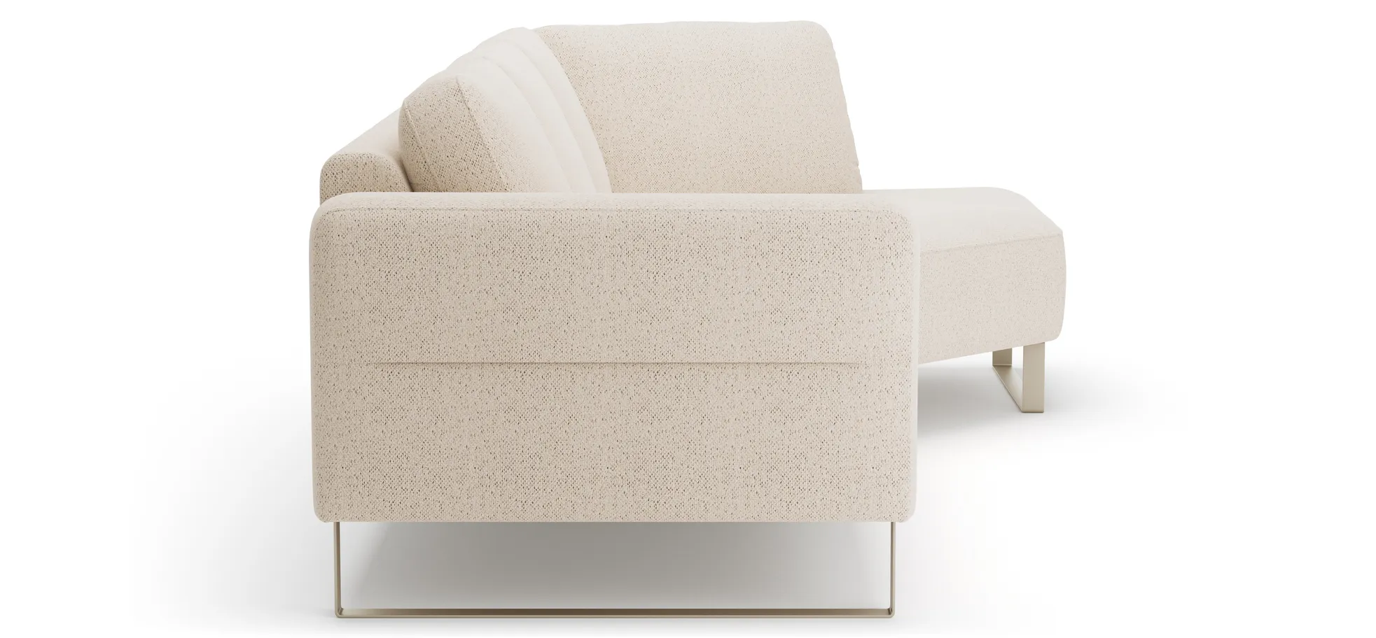 Ecksofa Leona - 2,5-Sitzer mit Ecke rechts, Stoff, Creme