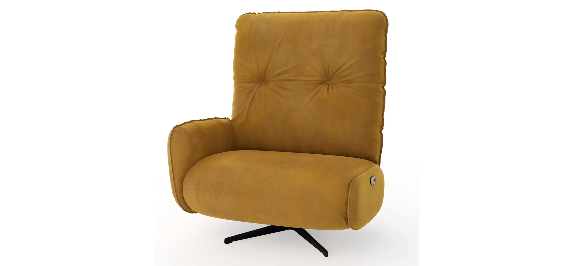 Loungesessel Lovere - Leder, Curry, Armlehne links