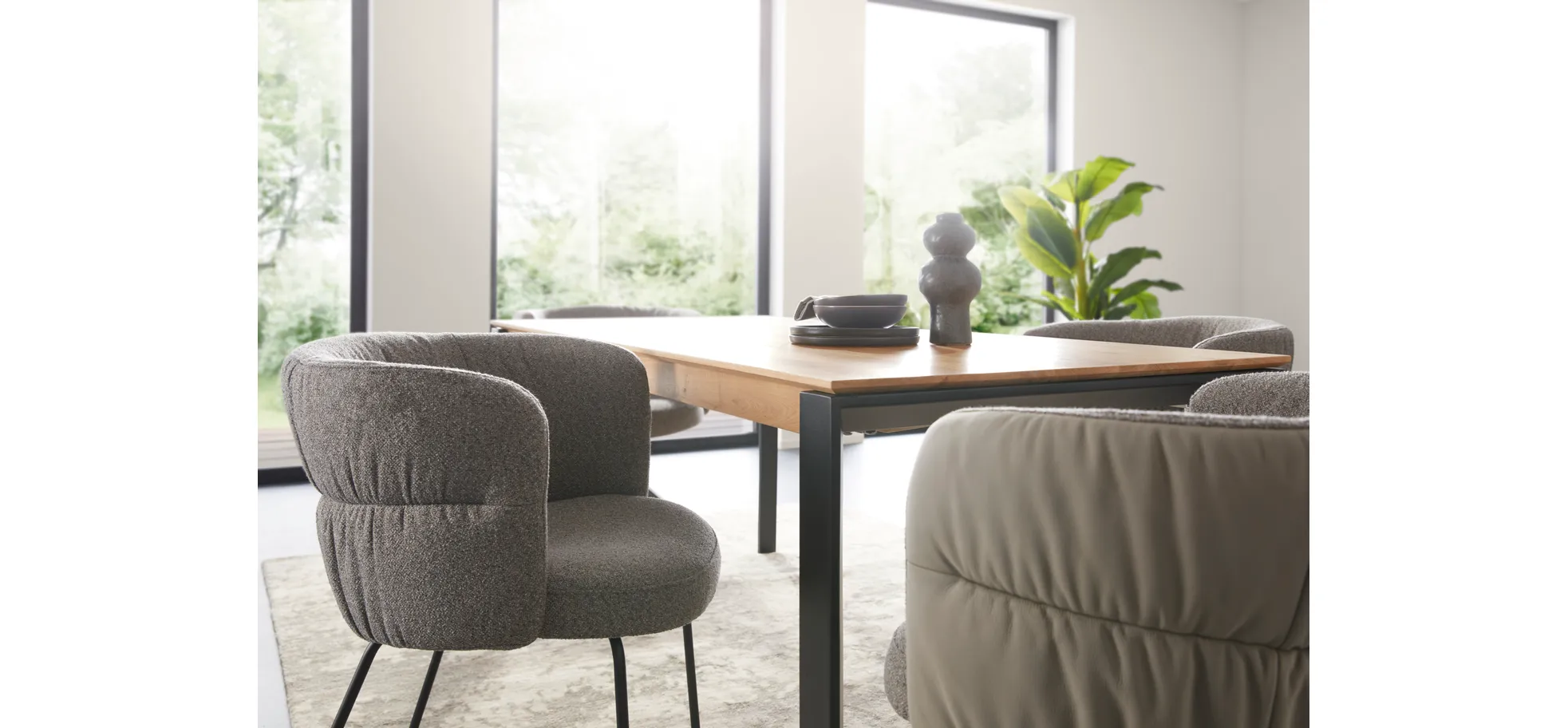 Armlehnstuhl Milana - Stoff, Grau