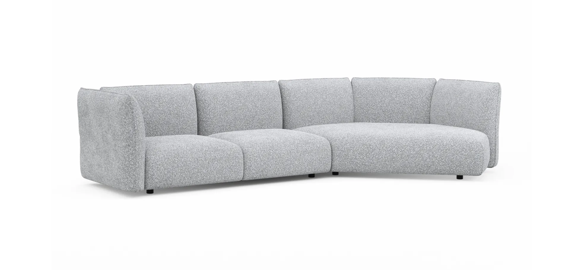 Trapezsofa Motone - 2-Sitzer mit Ecke rechts, Stoff, Hellgrau