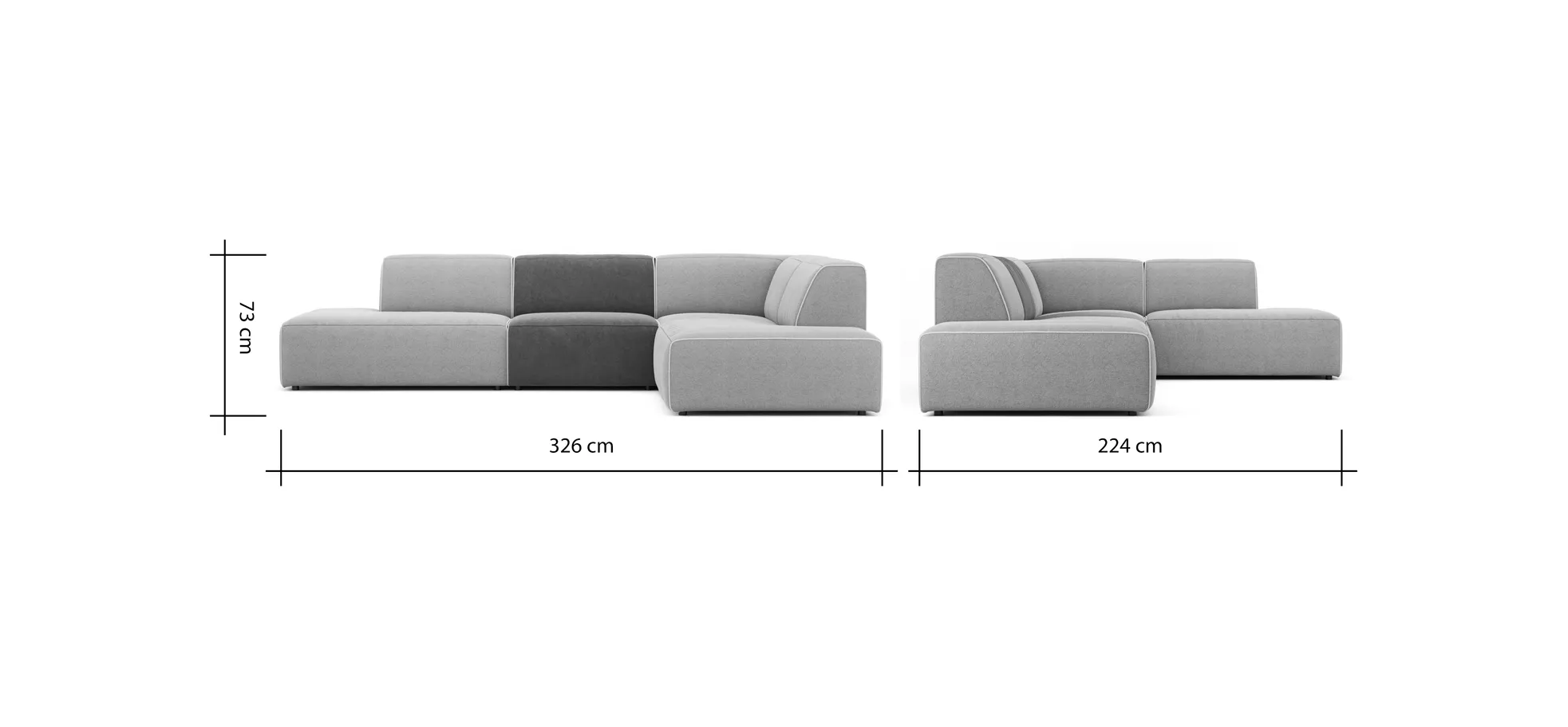 Ecksofa Elementos - Abschlusselement mit 1-Sitzer und Ecke rechts, Stoff, Natur