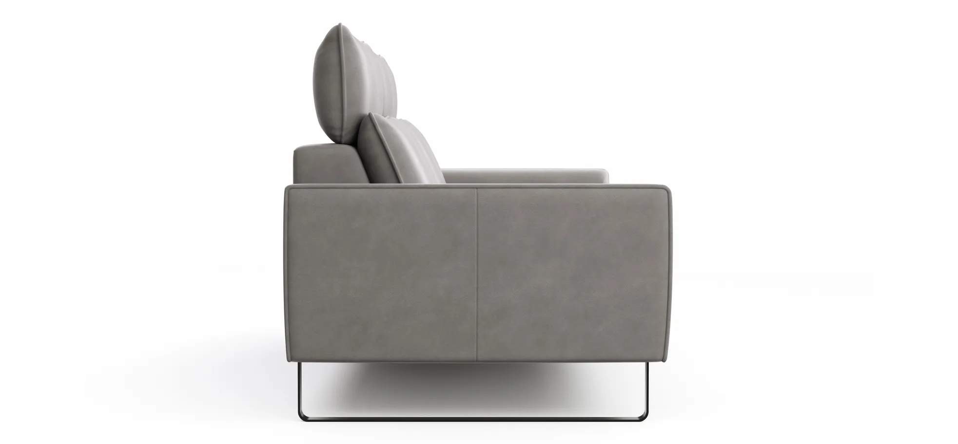 Sofa Avela - 3-Sitzer inkl. Kopfteil verstellbar, Leder, Steingrau