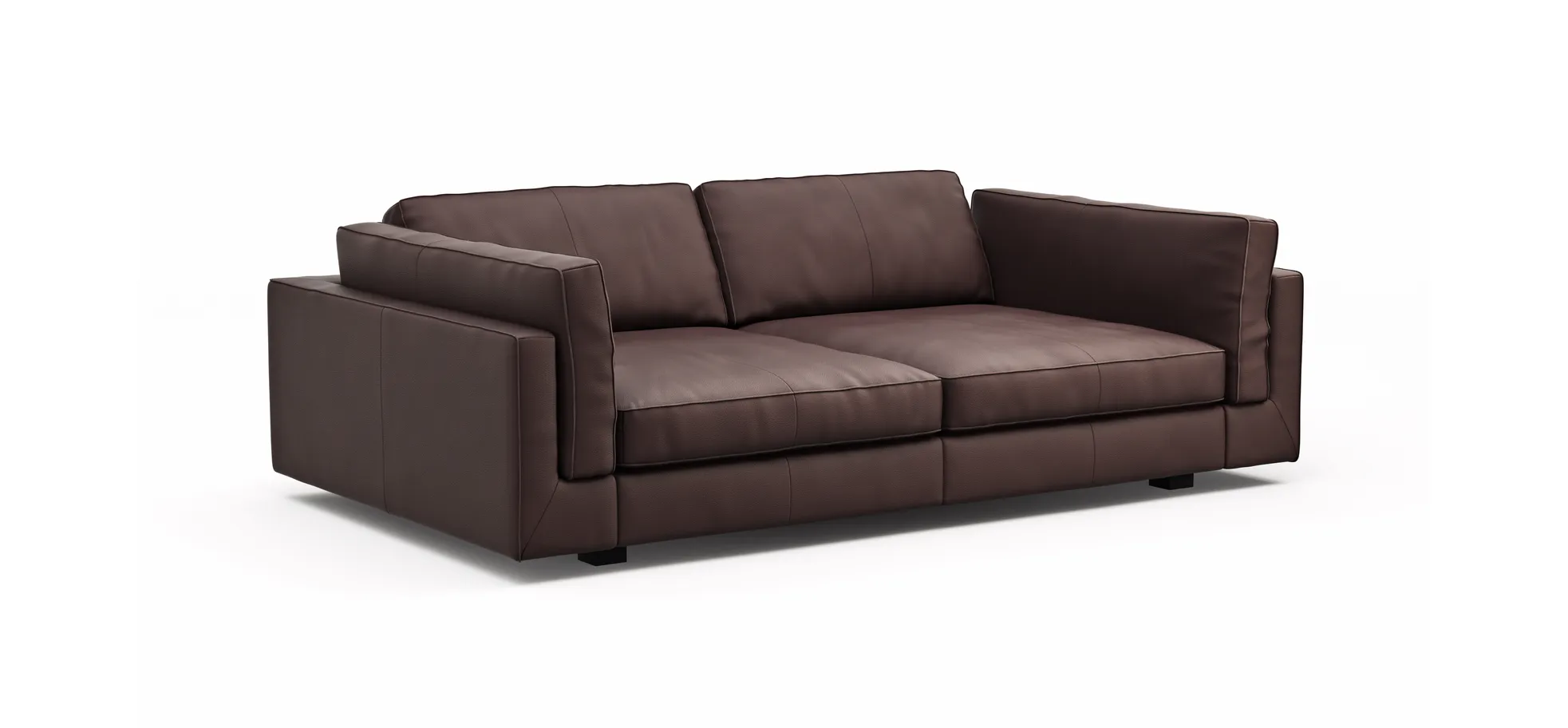 Sofa Aprino 3 - 3,5-Sitzer XXL, Dickleder, Dunkelbraun, Armlehne Kissen