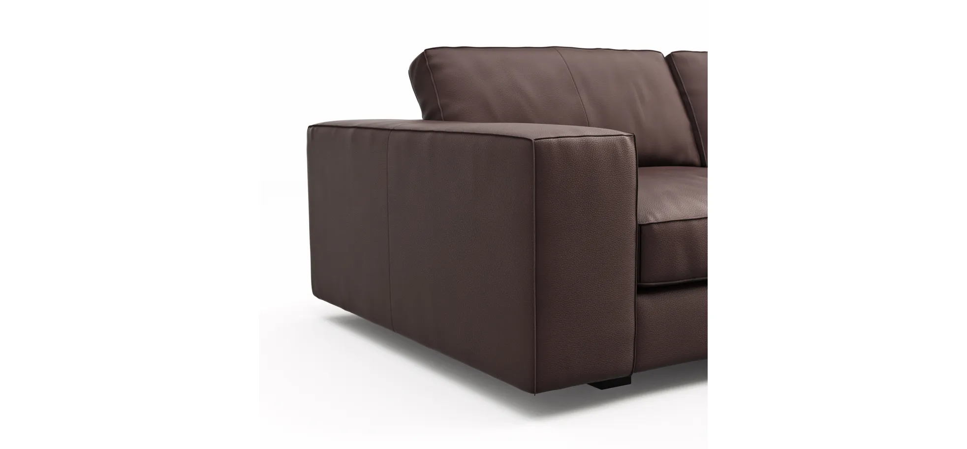 Sofa Aprino 1 - 3,5-Sitzer XL, Dickleder, Dunkelbraun, Armlehne Block breit