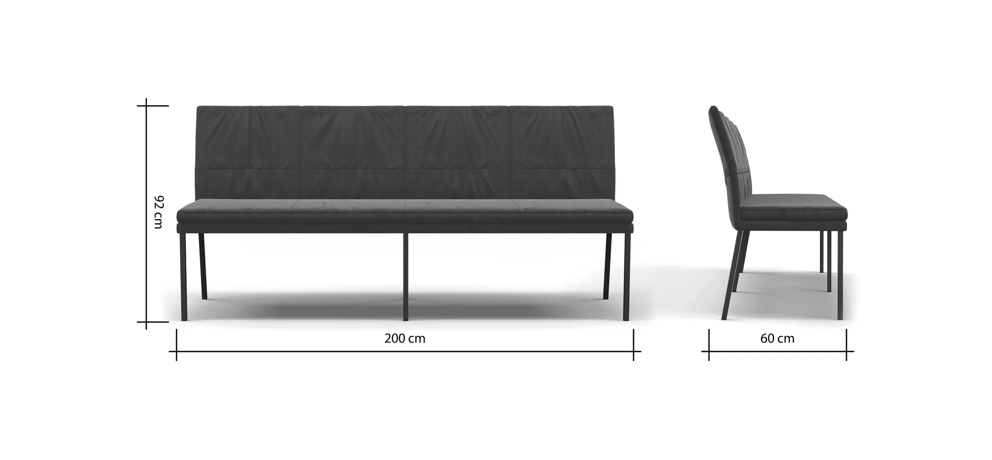 Polsterbank Salamanca - Breite ca. 200 cm, Stoff, Olive