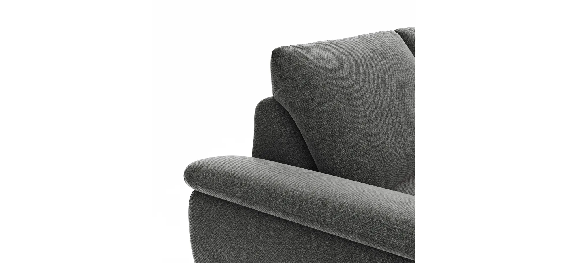 Ecksofa Gotera - 1,5-Sitzer med. + 1,5-Sitzer med. mit Longchair rechts inkl. Rückenlehne verstellbar, Stoff, Anthrazit