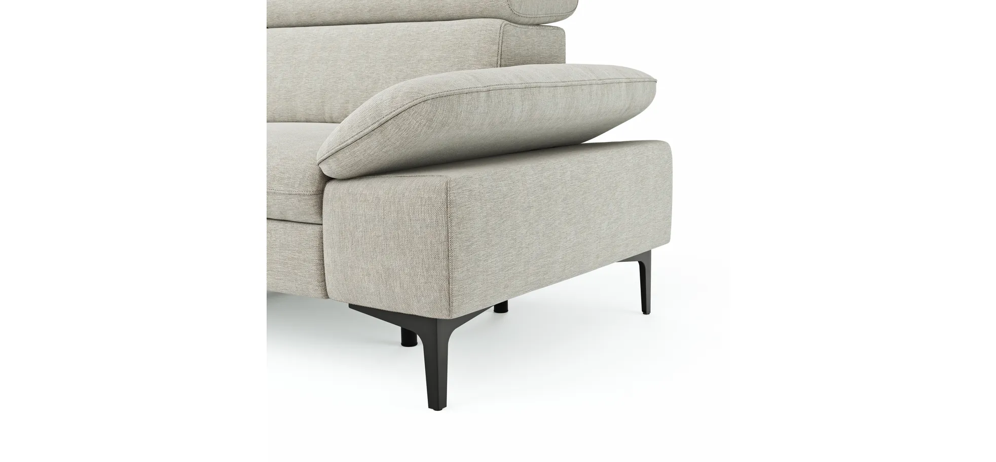 Ecksofa Felipa - Ecke links mit 2,5-Sitzer inkl. Armlehne verstellbar und Rückenlehne/Sitztiefe verstellbar (motorisch), Stoff, Natur