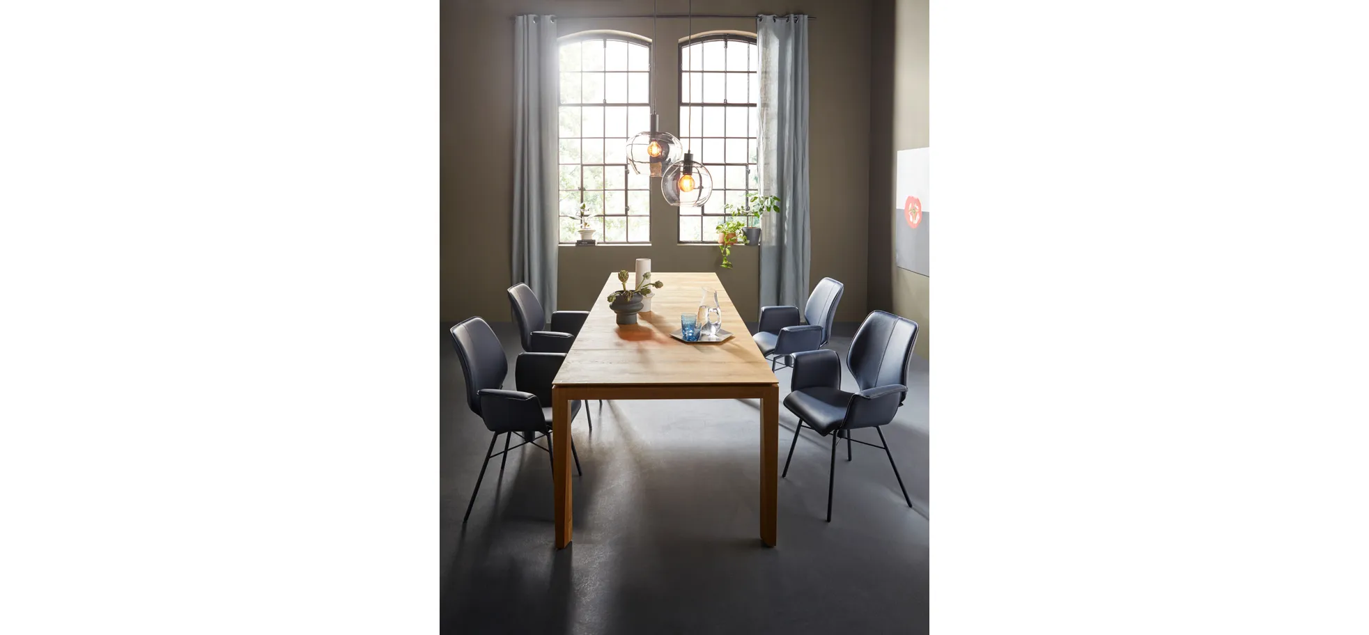 Esstisch 3400 - ausziehbar, LB ca. 200x100 cm, Asteiche massiv, Geölt, Gedrehter Fuss