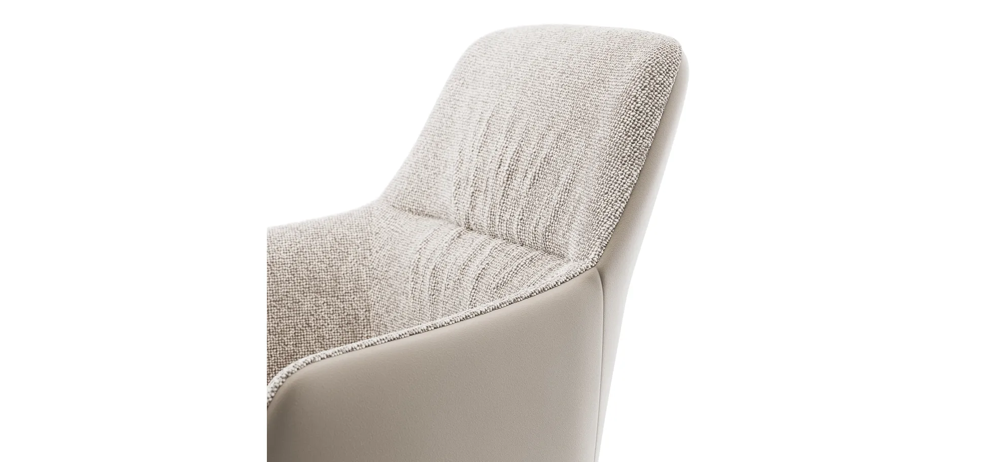 Armlehnstuhl Sagres - drehbar, Stoff & Leder, Graubeige, Creme