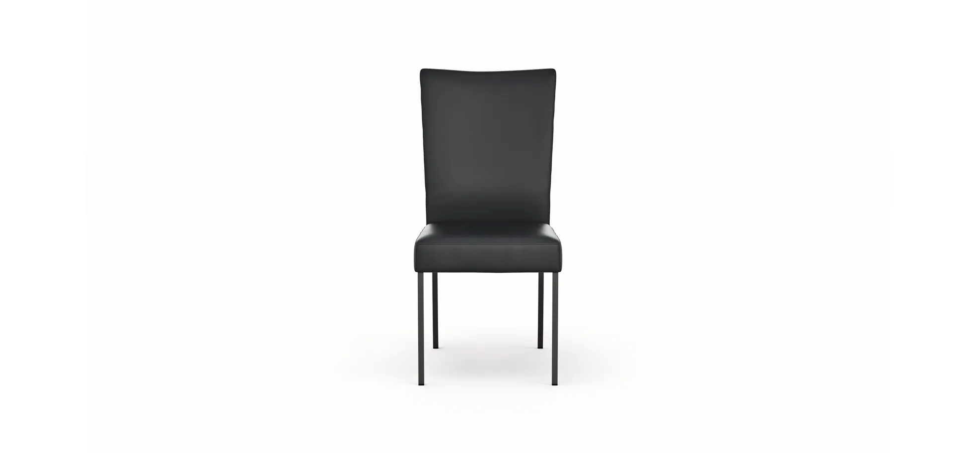 Stuhl Penthouse - Leder, Schwarz, 4 Fuß, Metall, Schwarz